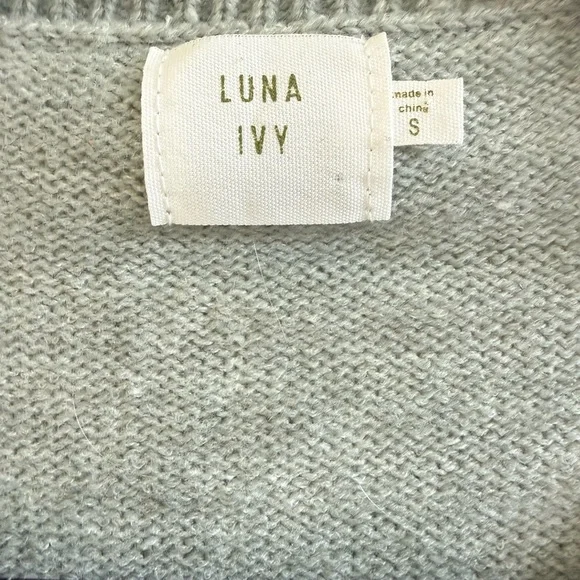 Luna Ivy Gray Women's Cardigan with Bow Accents Size S - Picture 5 of 8